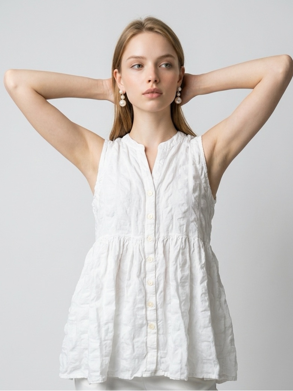 Anthropologie 11.1 Tylho Lenora White Gauze Peplum Top
